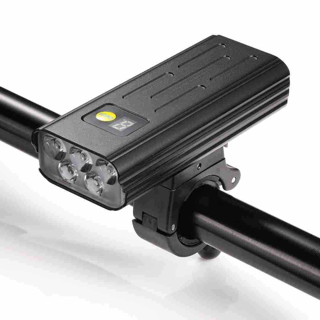 5灯LED自行车前灯USB充电户外防水骑行铝合金LED自行车灯W705手电