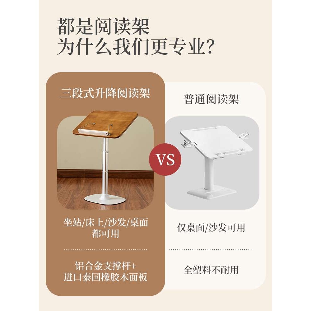 实木桌阅读架面可落地升降支架看书读书支架宝宝绘本儿童书架床上
