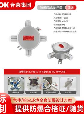防爆接线盒304不锈钢/隔爆接线盒平盖M25*1.5直通三通四通IIIC6分