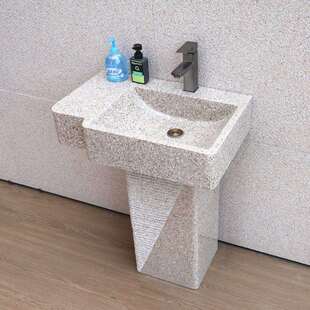 庭院户外石头洗手台盆天然花岗岩立柱式洗漱台花园大理石材洗手池