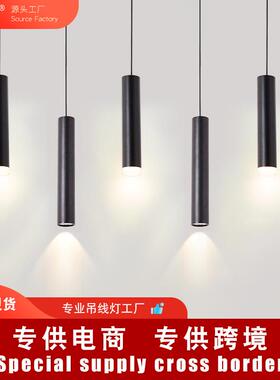 知光 灯圆柱吊线长筒圆柱形吊装加长COB射灯LED单灯黑色白色散光