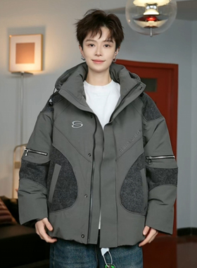 冬季新款男女同款白鸭绒潮流百搭时尚保暖羽绒服连帽外套-25621