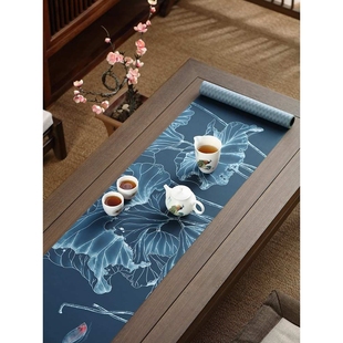 形相茶席麻布禅意布艺防水防污防滑桌旗中式茶桌布茶旗茶道茶垫布
