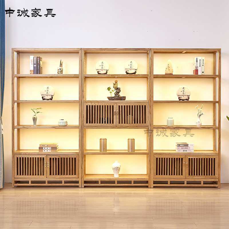 老榆木茶叶展示架层架带灯实木货架茶室展示柜博古架新中式隔断柜,3C数码配件,摄像机配件,淘宝优惠券,粉丝福利购,淘宝优惠卷