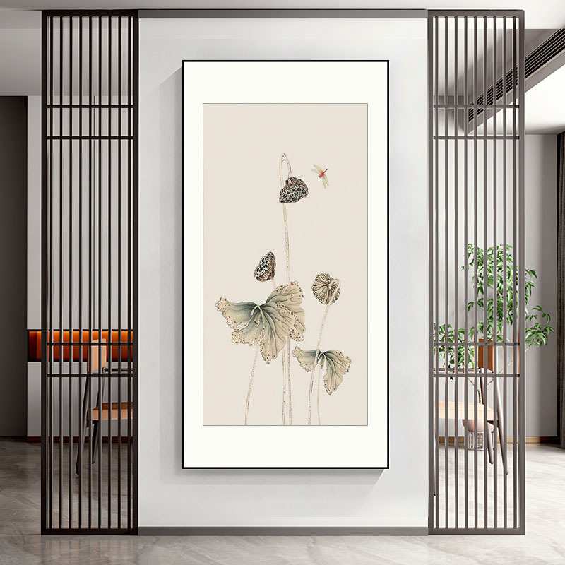 莲蓬荷叶装饰画客厅沙发背景玄关走廊餐厅书房壁画新中式禅意挂画