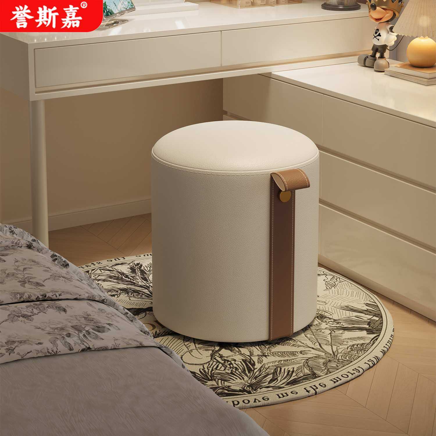 旋转化妆凳主卧室梳妆凳梳妆台用凳子衣帽间女生卧室轻奢感圆凳子