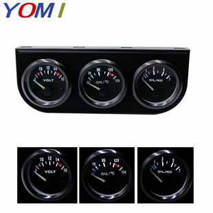 跨境汽车通用改装12v三合一LED三联机油压力电压油温监测仪表