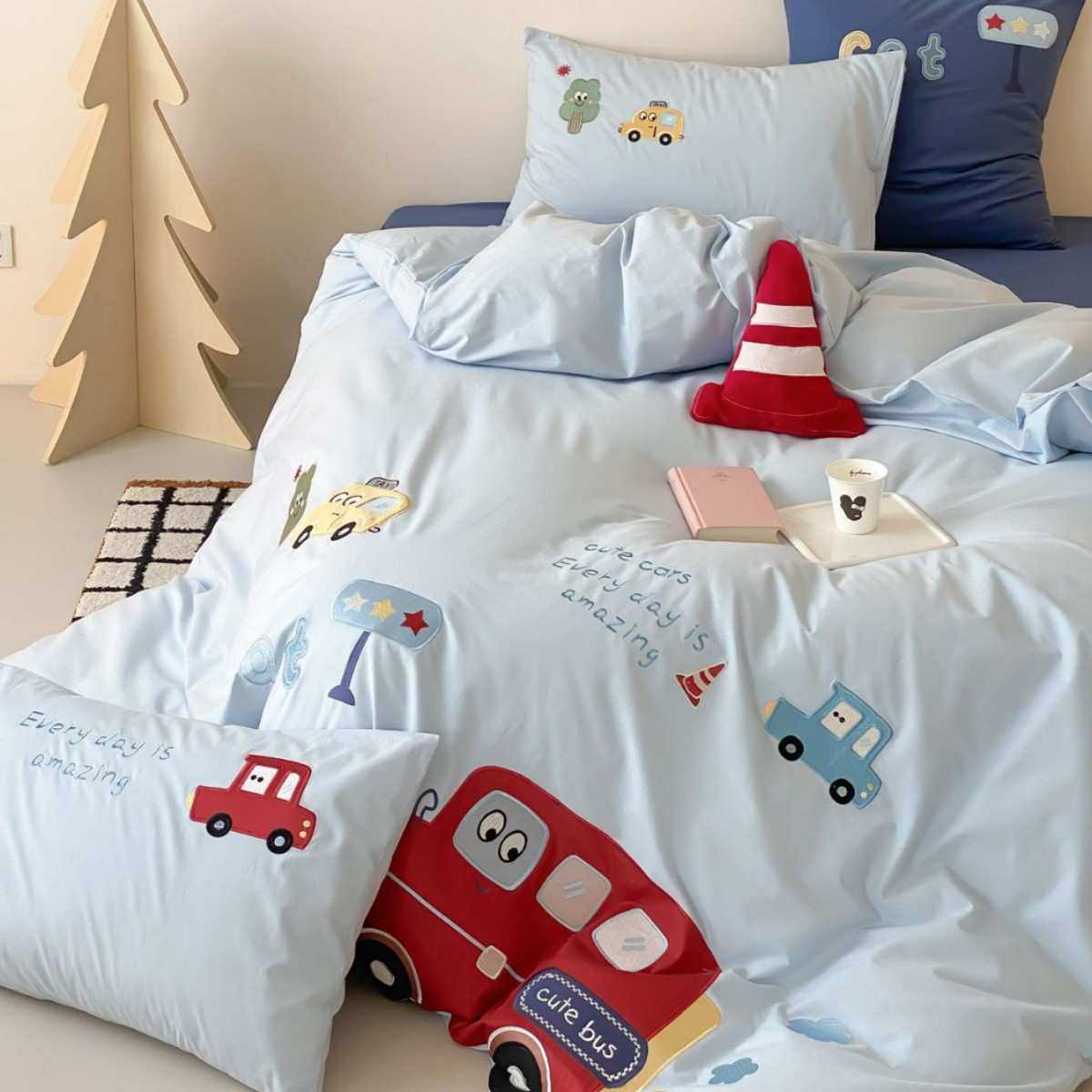 儿童卡通水洗棉四件套蓝色床单全棉纯棉汽车贴布绣男孩子被套卧室,模玩/动漫/周边/娃圈三坑/桌游,模型制作工具/辅料耗材,淘宝优惠券,粉丝福利购,淘宝优惠卷