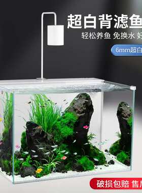 白背滤鱼缸客厅生态养鱼桌面缸604040免换水懒人造景自循环水草缸