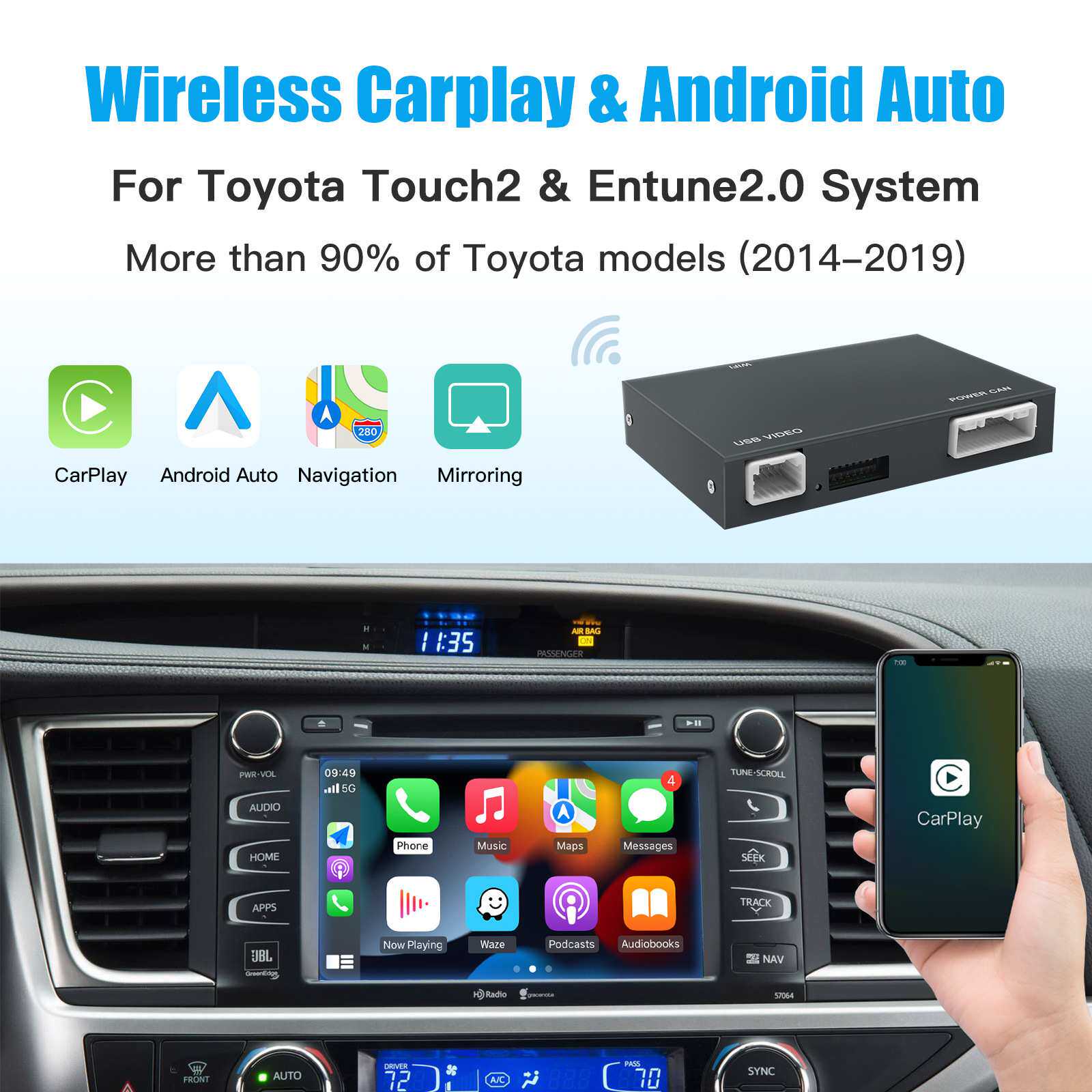 适用2014-2019款丰田Avensis车载无线carplay解码器模块安卓Auto