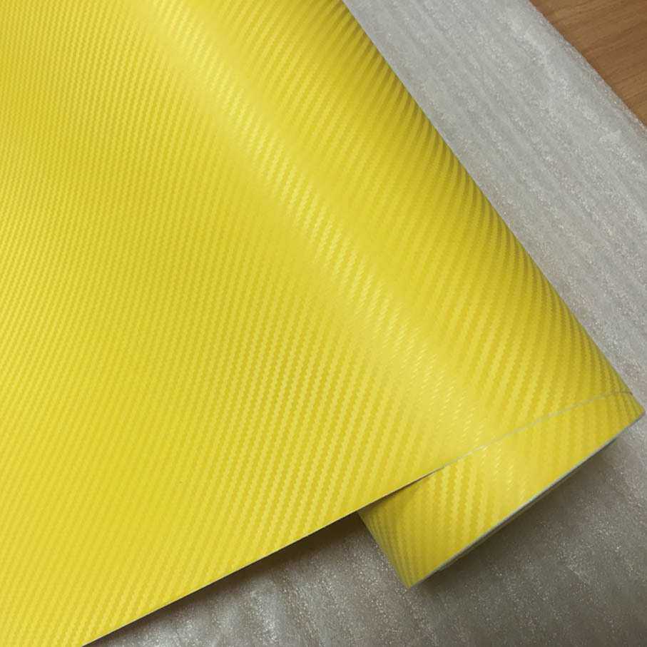 厂家直销3D碳纤膜带导气槽汽车改装贴膜黄色3D碳纤维汽车贴膜改色