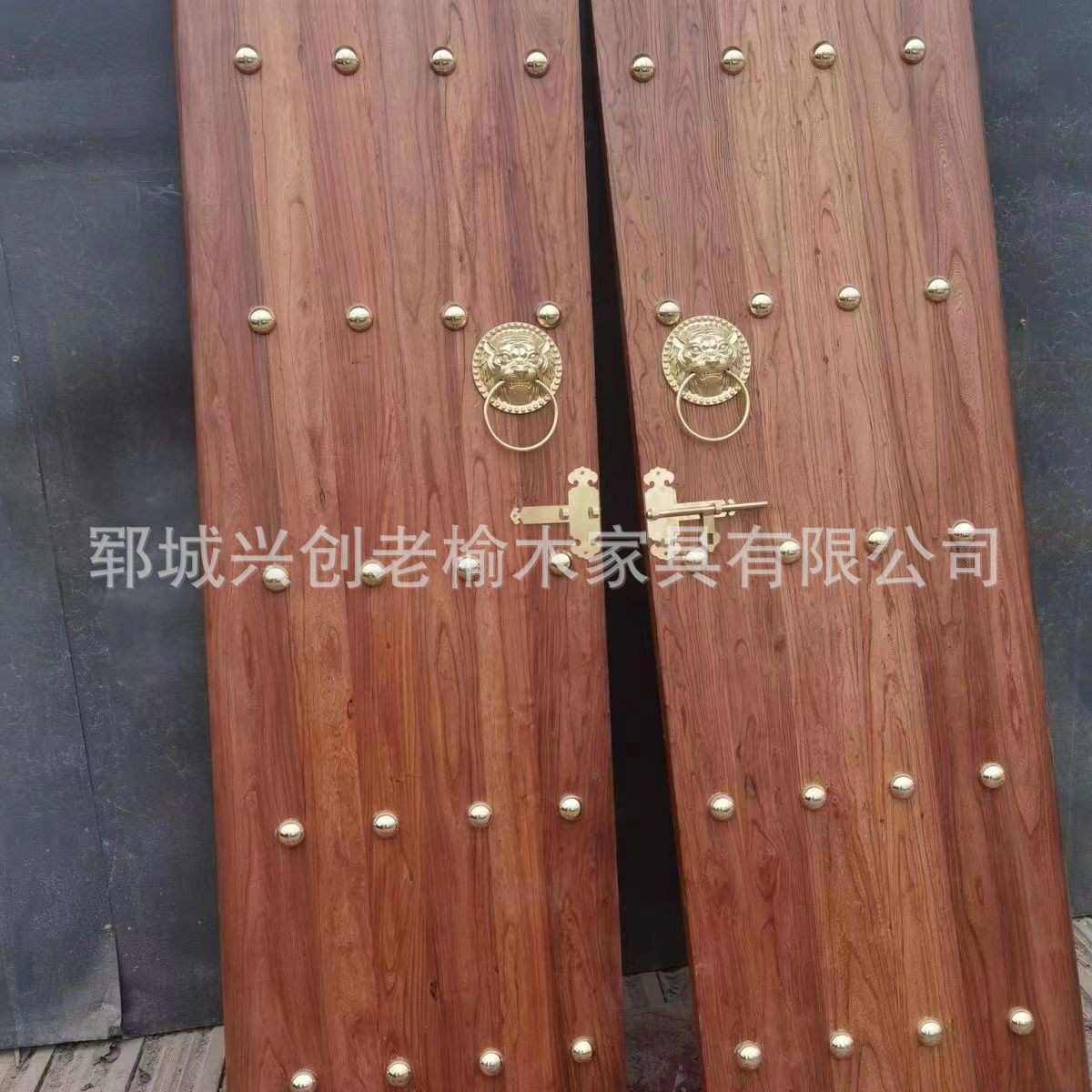 仿古实木大门庭院茶楼进户门古典民宿酒店榆木门新中式家用对开门