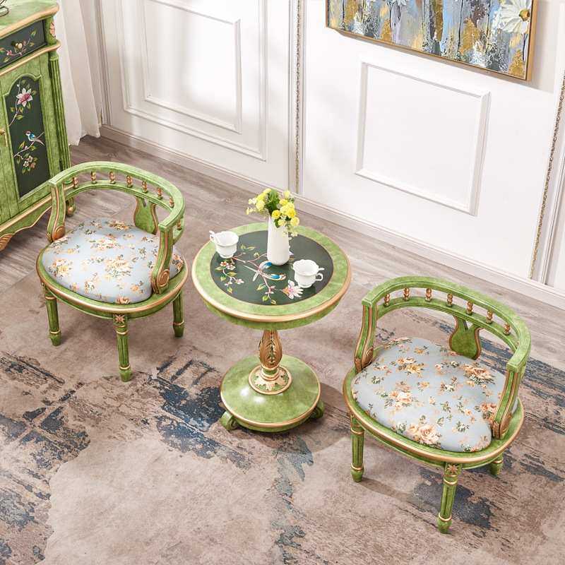 至高美法式实木单人沙发椅客厅圈椅围椅一桌两椅彩绘圆桌茶几,模玩/动漫/周边/娃圈三坑/桌游,模型制作工具/辅料耗材,淘宝优惠券,粉丝福利购,淘宝优惠卷