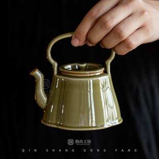北溪堂耀州窑海棠提梁壶手工陶瓷功夫茶具文人茶壶家用泡茶壶单壶