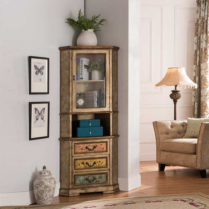 美式乡村彩绘实木客厅转角柜三角柜三斗墙角柜酒柜书柜复古展示柜,模玩/动漫/周边/娃圈三坑/桌游,模型制作工具/辅料耗材,淘宝优惠券,粉丝福利购,淘宝优惠卷