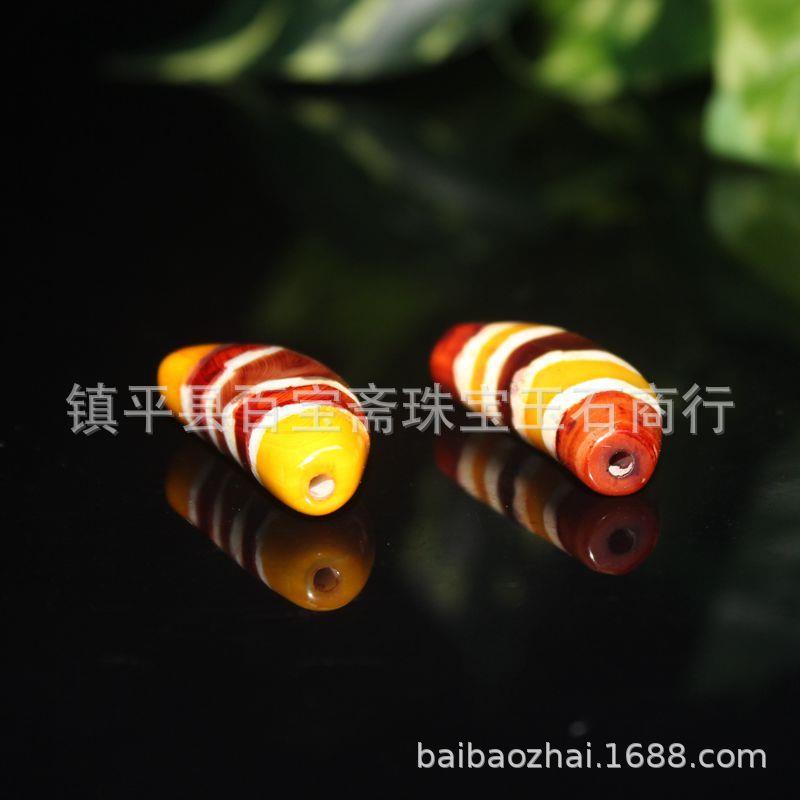 跨境爆款老玛瑙牛角四线天珠吊坠 古珠老珠子老玛瑙桶珠配件收藏