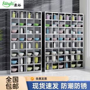 不锈钢无门碗柜员工多格饭盒柜学校食堂公司餐厅餐具餐盘柜存放柜