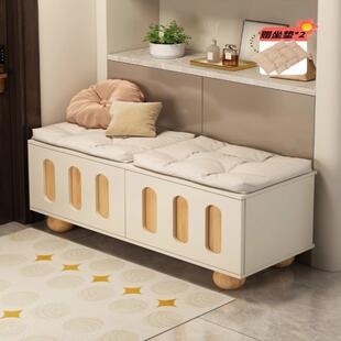 奶油风换鞋凳门口家用入户鞋柜坐凳一体小户型玄关长条进门穿鞋凳