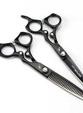 6.0寸奈普森XGLB-01 黑色烤漆柄砖 虎头款 美发剪刀 平剪牙剪打薄