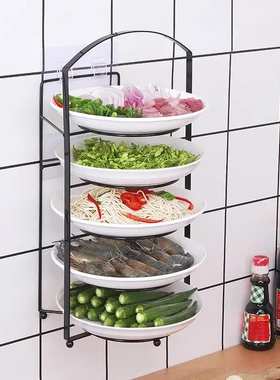 【下单立减50】厨房台面置物架多层壁挂式备菜盘收纳架KM