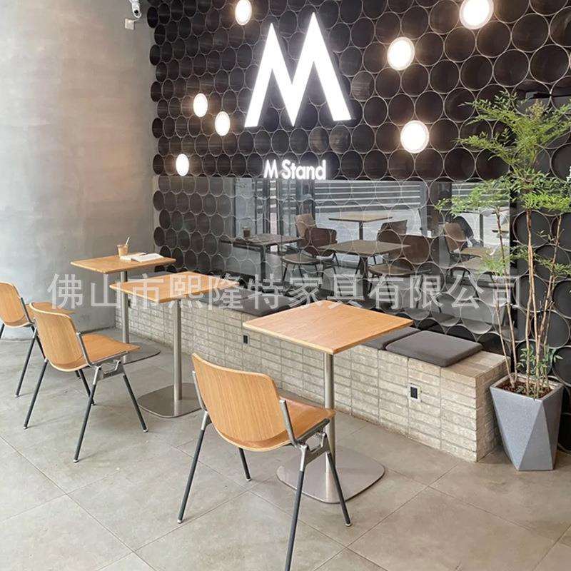 网红工业风不锈钢餐厅桌椅酒吧奶茶店咖啡厅桌椅餐厅桌子椅子套装
