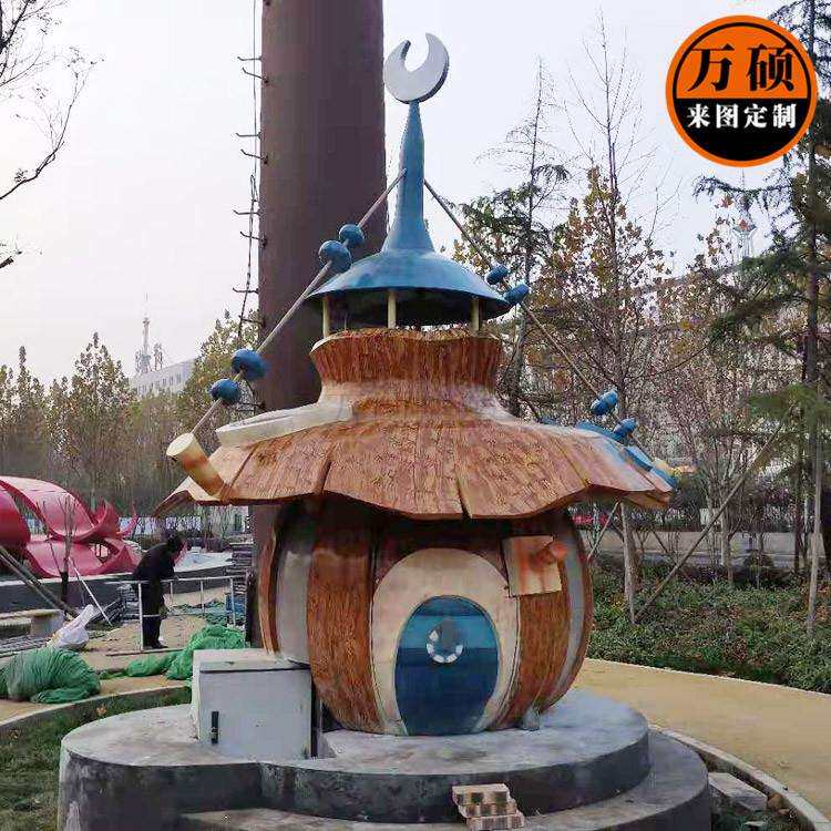 厂家制作玻璃钢石榴雕塑农场庄园美丽乡村水果蘑菇屋房子摆件