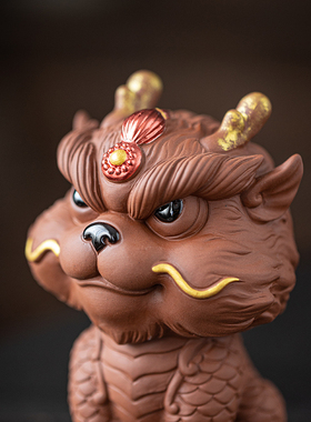 【瑞兽麒麟】紫砂桌面摆件招财精品祥瑞茶桌博古架装饰工艺品摆饰