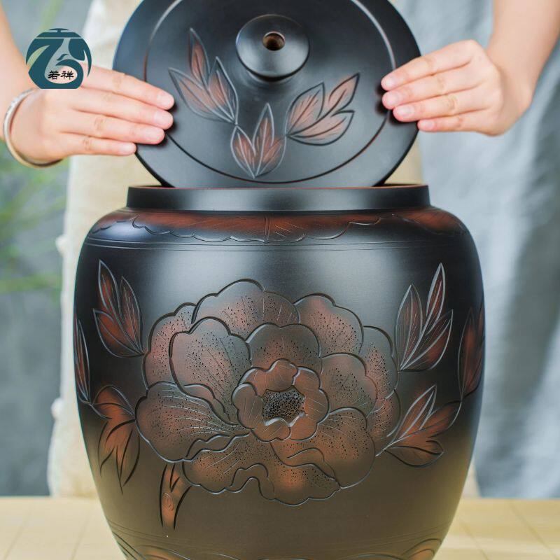 储水桶陶瓷家用老式蓄水缸带水子装净纯盖罐养水大尺码茶台泡茶抽