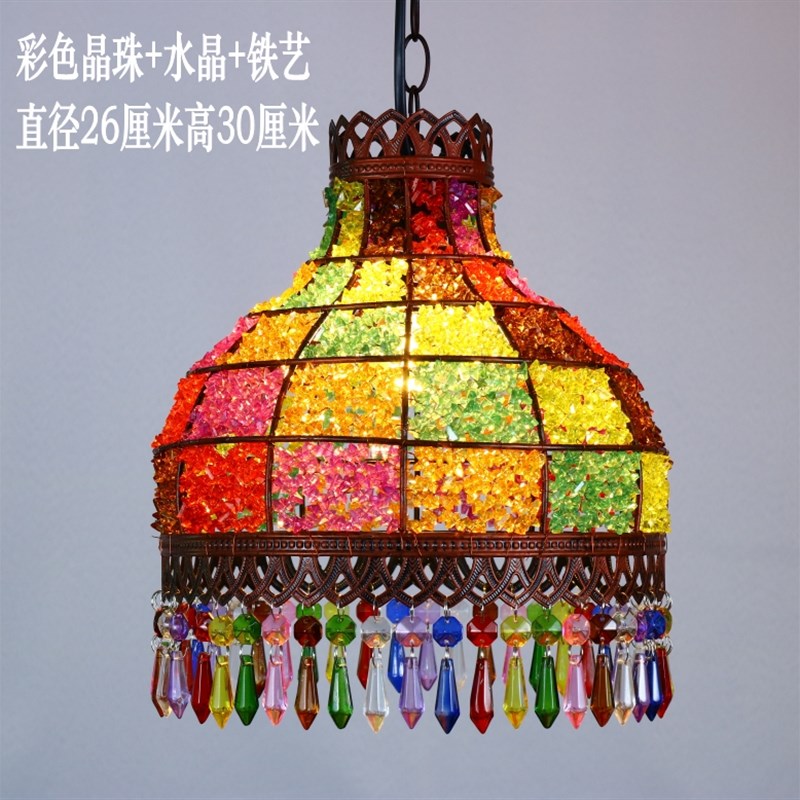 厅域风情新疆餐西彩色晶体波子吊灯珠西米亚东南亚风格灯饰灯具