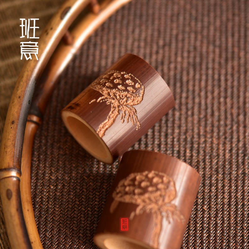 家用老竹盖置竹节茶夹置壶盖托架搁置茶道摆件功夫茶具配件图片