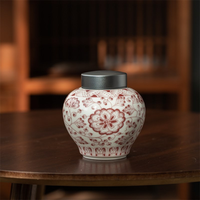 青花瓷茶叶罐陶瓷空罐家用小号茶罐包装密封罐子茶叶储存罐家用罐