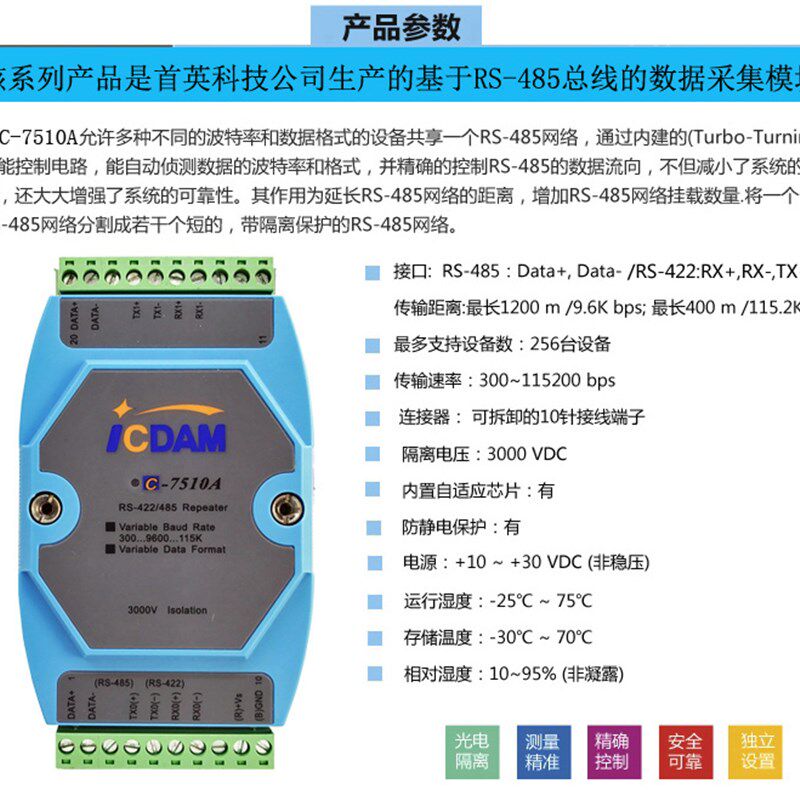 C-1570/A4  85/422工业级光电隔离中继器信号放大器延长器I-7510