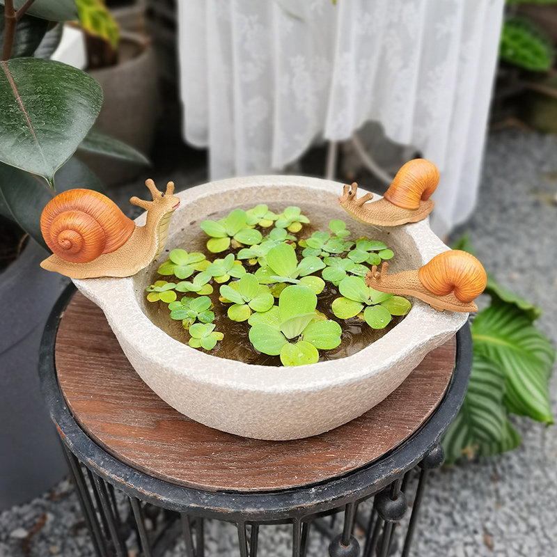 阳台造景布置睡莲铜钱草绿萝水培花盆花园庭院摆件仿真动物装饰品