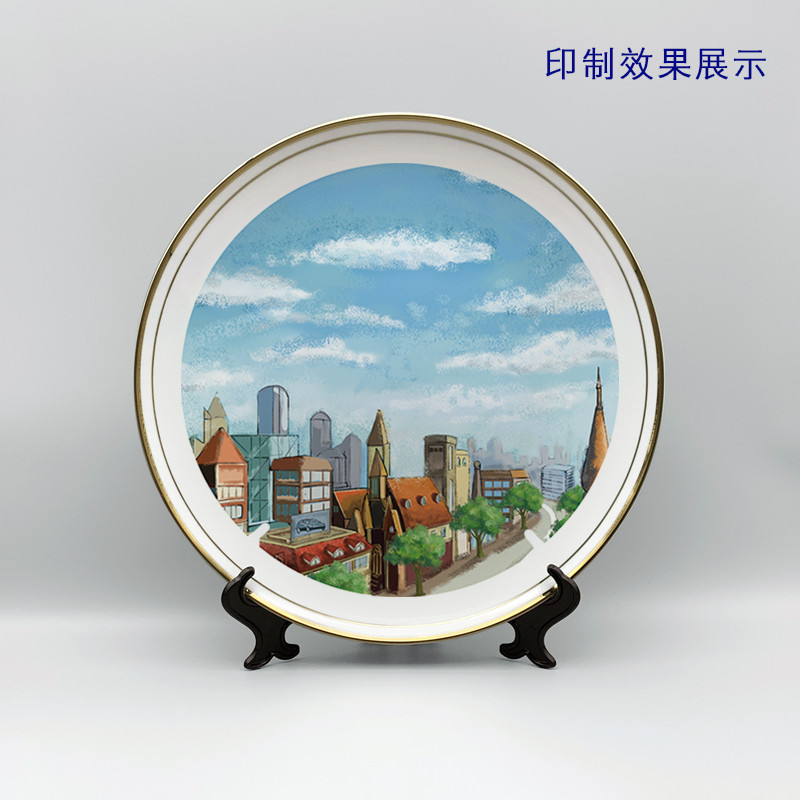 宽双金边骨瓷盘热转印涂层耗材可印涂案照片空白摆可图鸦绘画盘件