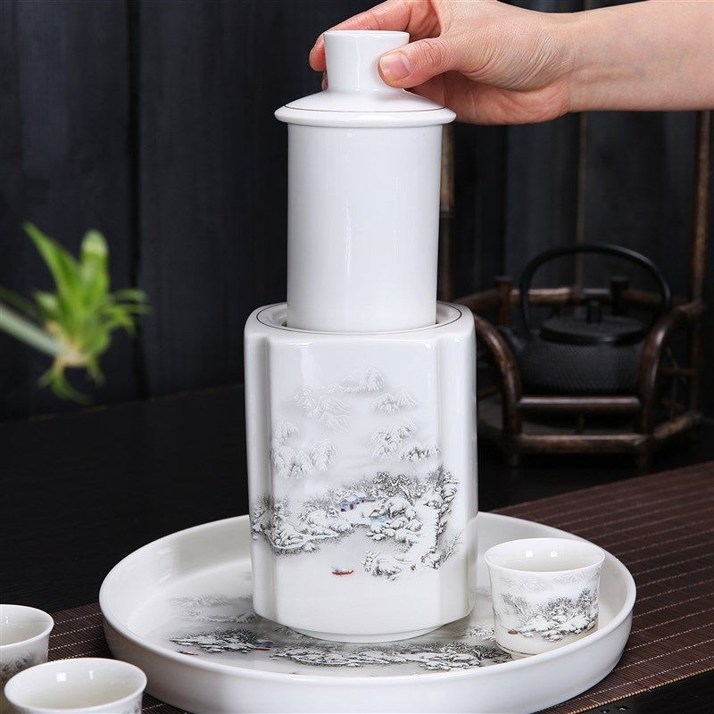 陶瓷温酒壶烫酒壶暖酒器大容量中式酒具套装白黄酒家用热酒壶一斤