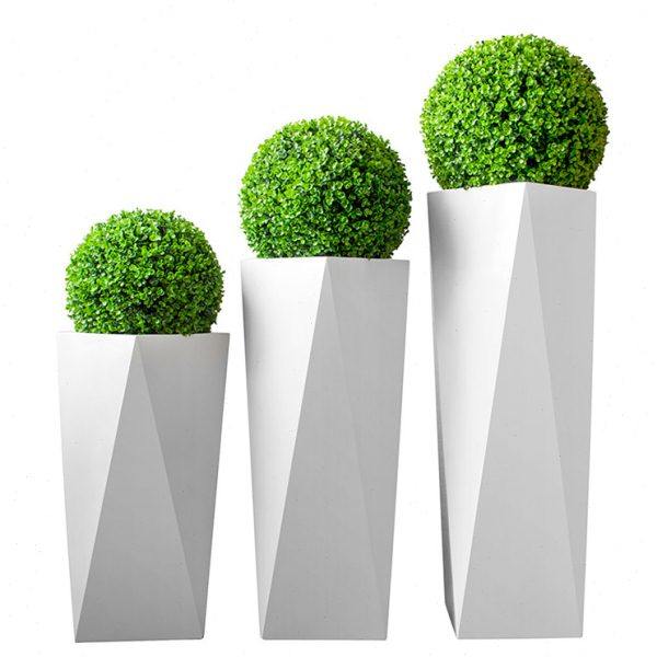 玻璃钢落地花瓶样板房酒店美陈装饰品现代菱形花盆售楼处花钵摆件