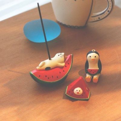 猫生衔蝉夏日清凉西瓜系列香插香托香立家居Q萌可爱摆件,家居饰品,香托/香盘/香座/香插,淘宝优惠券,粉丝福利购,淘宝优惠卷