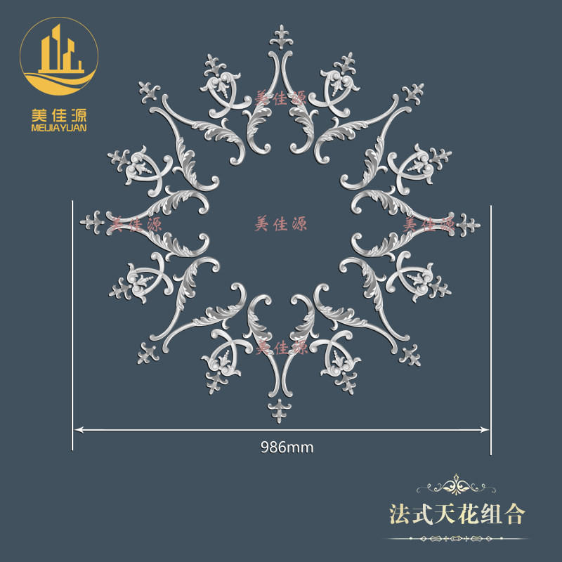花式GRG石膏线条角花天法板灯盘组合天花板雕饰造型仿PU线条装花