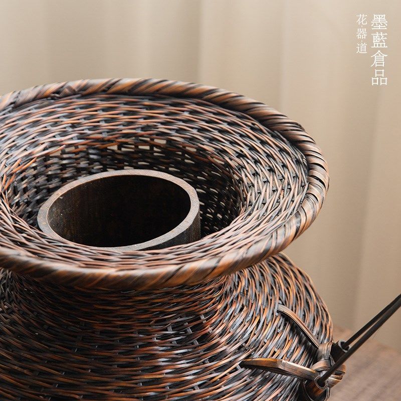 池坊牡丹笼 特大手工竹编花篮 公長斎牡丹篭插花竹制花器花艺古典