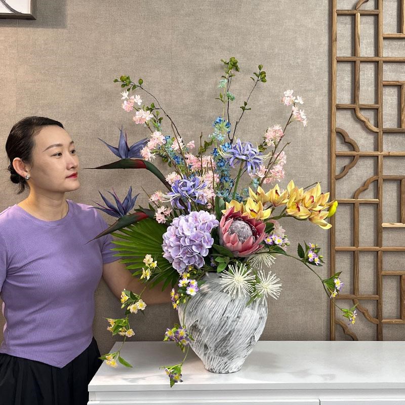 套寂风仿真花束客端软装假花摆设民宿复古风帝王插花诧装高栈花艺