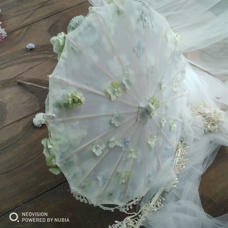 花朵婚礼长柄渐莉汉服COS罗层塔古装道蹈走秀摄影舞具油纸工艺伞