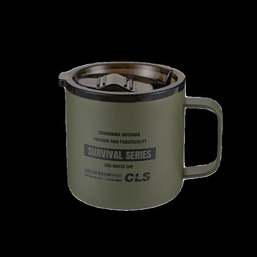 CLS户外露营杯登山野营战术水杯双层带盖不锈钢旅游杯保温咖啡杯