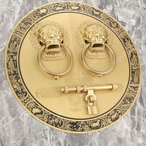 仿古纯铜木门兽头门环祠堂大门门栓拉手门把手古建虎头狮子头拉环