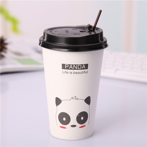 8A14A16A加厚奶茶豆浆咖啡杯一次性卡通奶茶纸杯子带盖1000只包邮