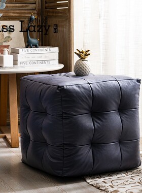 懒小姐四方沙发凳客厅卧室阳台床头尾换鞋小墩子橙色脚踏凳子