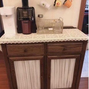 玻璃绷纱帘推拉移柜门遮挡窗纱厨房柜子黏贴免打孔杆书柜窗帘