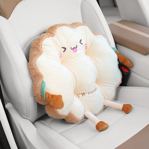 车用靠垫腰靠护腰靠枕办公室腰垫车载可爱车内座椅吐司面包片靠背