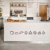 蛋糕甜品面包烘焙店橱窗玻璃门防撞腰线布置墙帖咖啡吧台简约贴纸