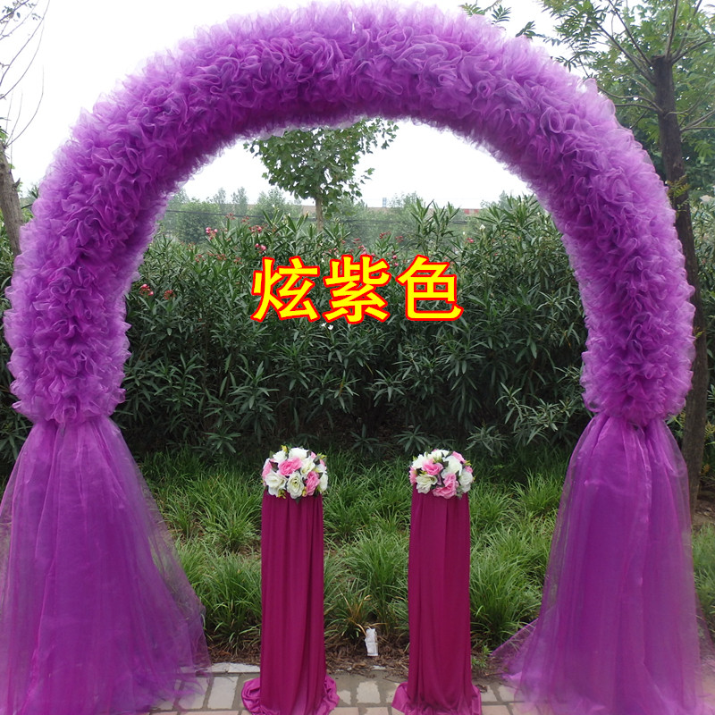 婚庆全纱花门绢花拱门雪纱花拱门开业店庆幸福门拱形花架婚礼道具