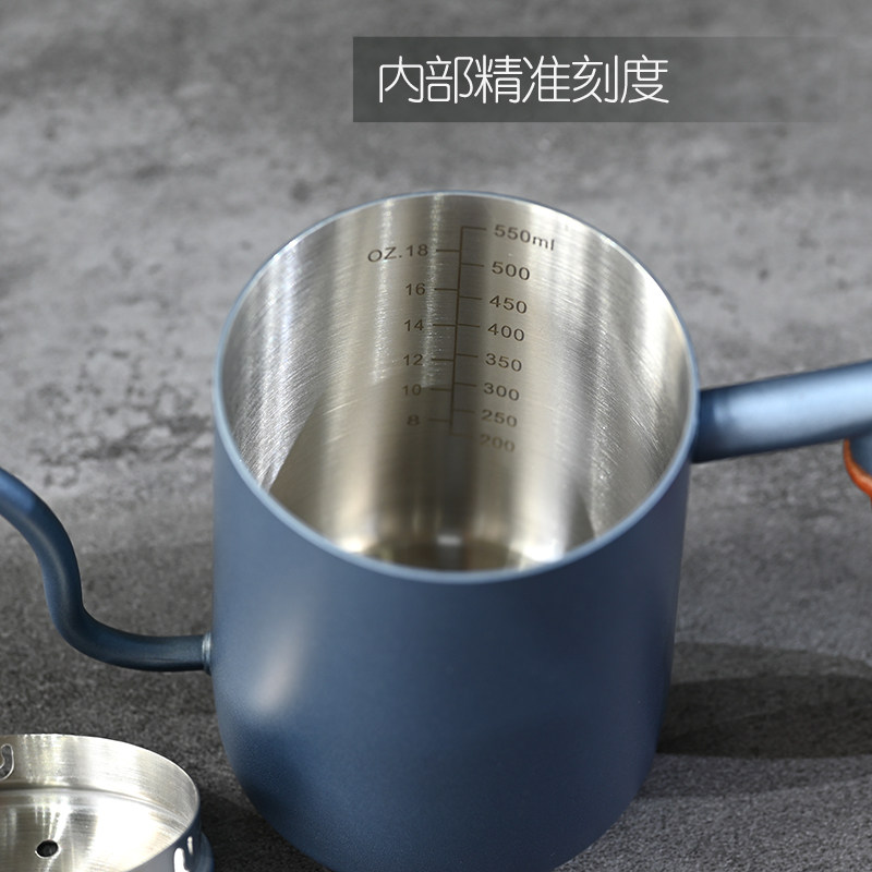 千烨咖啡Y1手冲咖啡壶 带刻度细嘴壶家用带盖挂耳手冲壶咖啡器具